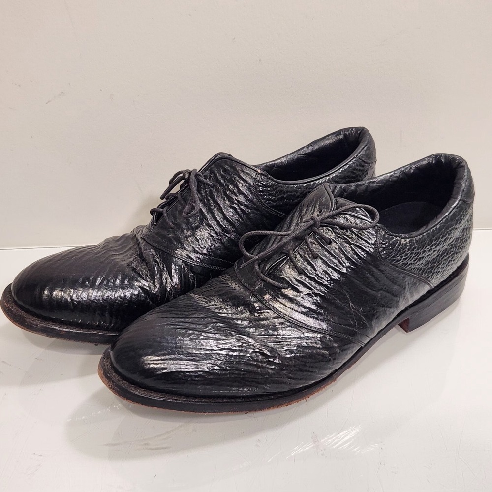 Sharkskin Golf Shoes by Calcaterra Size 10 D Black - NEEDS NEW SPIKES